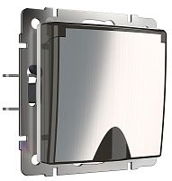 Розетка с заземлением без рамки Werkel 1-м. крышка шторки IP44 глянцевый никель картинка